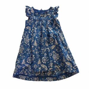 Tea Collection Blue Pagoda Garden Ruffle Sleeve Hi-Low Dress